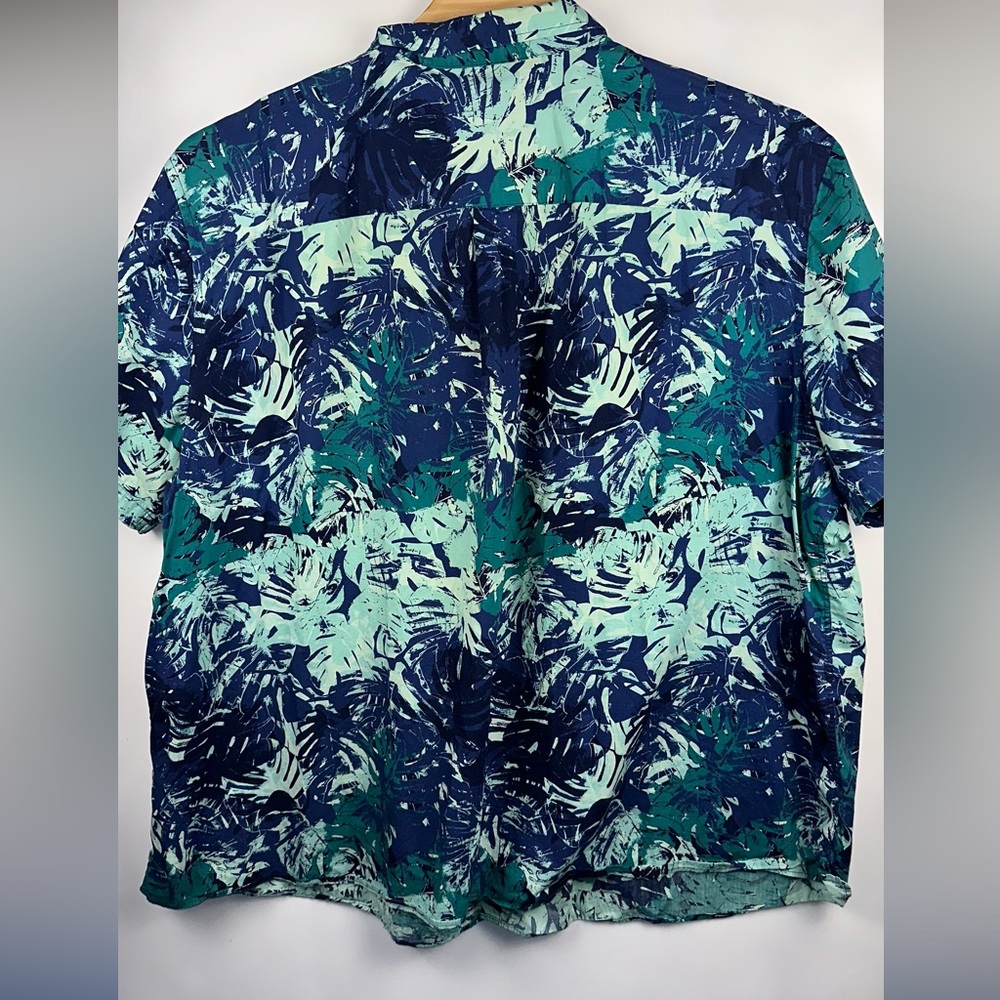Harbor Bay Blue and Green Leaf Print Shirt - Picture 2 of 9